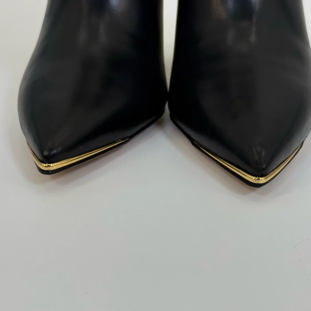 Tory Burch Calf Leather Lila 90MM Booties With Gold Sculptural Heel Size 7 - Picture 14 of 17